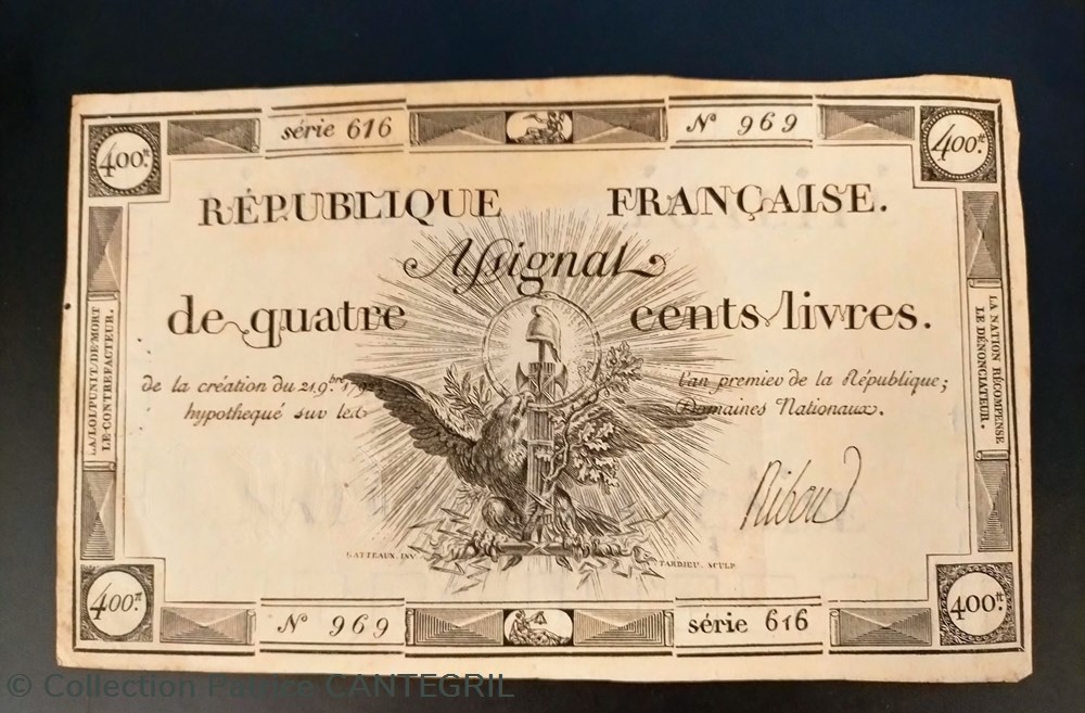 Assignat 400 Livres 1792 billet europe france assignat 400 livres 1792
