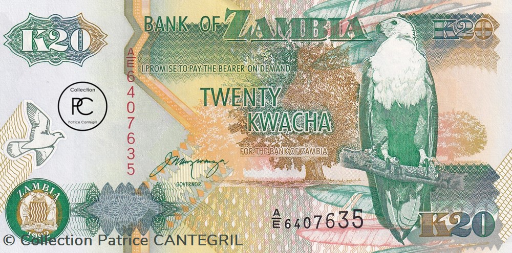 1992 Pick36b 20 ZK - Kwacha zambien Unc billets afrique 1992 pick36b 20 zk kwacha zambien unc