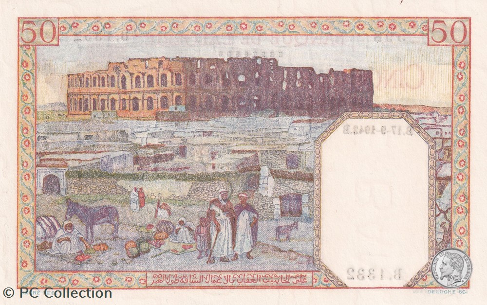 1942 Pick84 50 Franc algérien 598 Unc billets afrique 1942 pick84 50 franc algerien 598 unc