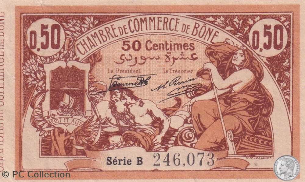 138-8- 30/7/1919 Bône 50 cts Cdc Séries B billets afrique algerie 138 8 30 7 1919 bone 50 cts cdc series b