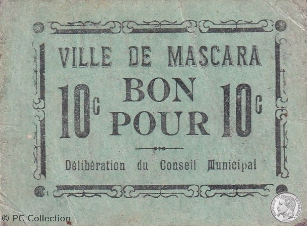 MASCARA 1916 JPCV.0 10 Cts (2) billets afrique algerie mascara 1916 jpcv 0 10 cts 2