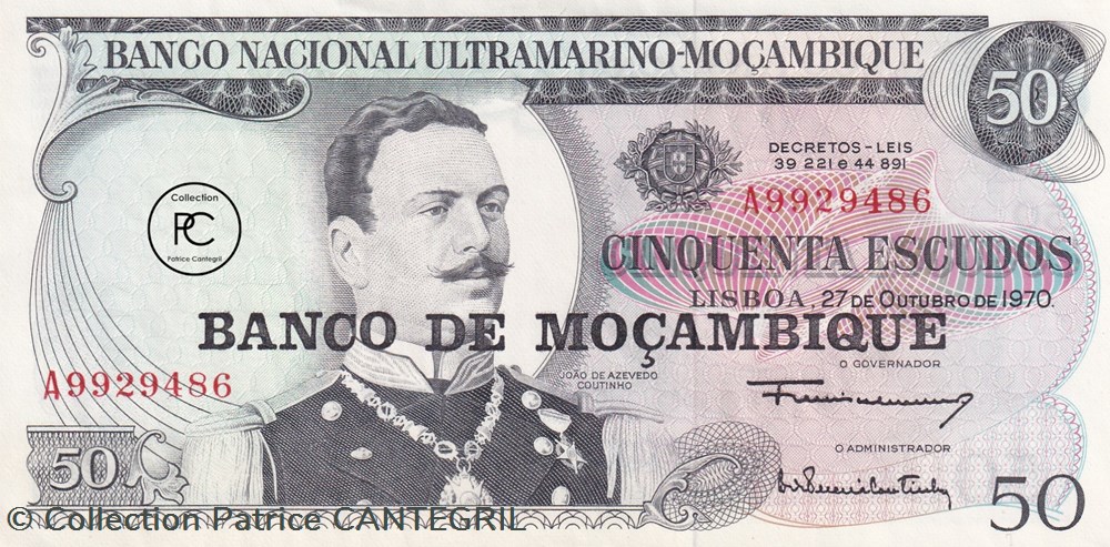 1970 Pick111a.4 50 Escudo mozambicains Unc billets afrique mozambique 1970 pick111a 4 50 escudo mozambicains unc