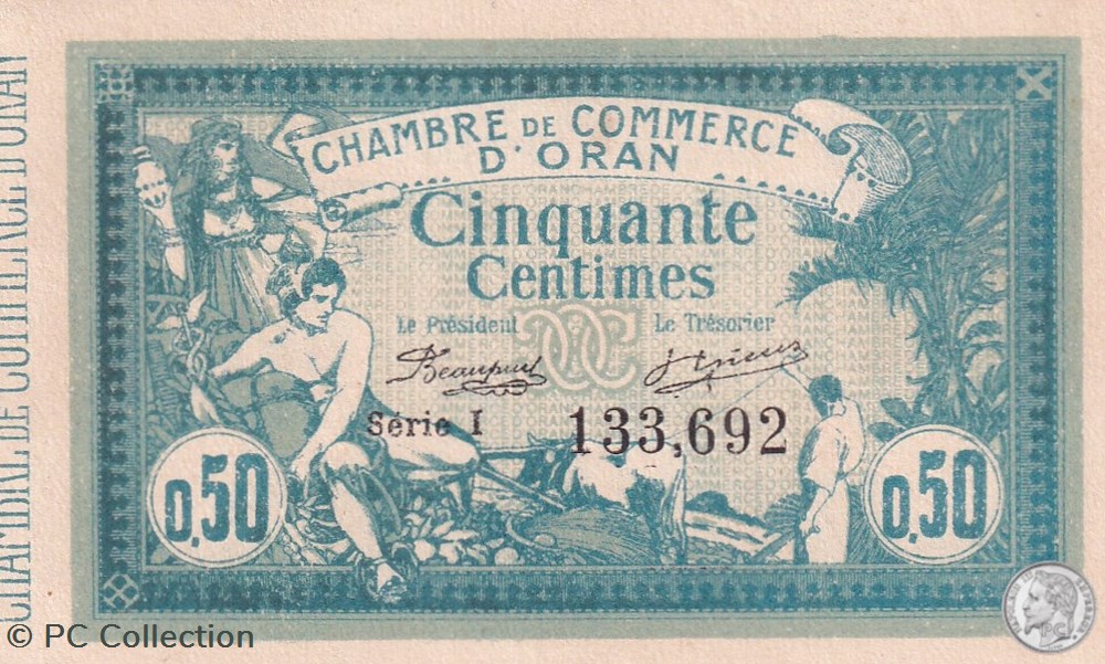 141-4 -10/11/1915 Oran 50 Cts - Série I - Cdc billets afrique algerie 141 4 10 11 1915 oran 50 cts serie i cdc