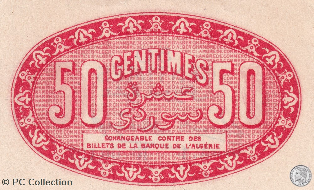 137-13- 13/7/1920 Alger 50 cts Cdc. (1) billets afrique algerie 137 13 13 7 1920 alger 50 cts cdc 1