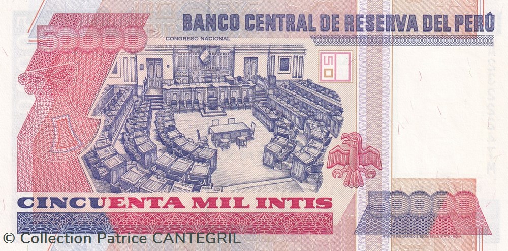 50.000 Intis Banco Central de Reserva del Perú 28.06.1988 Unc Pick 142 billets amerique du sud perou 50 000 intis banco central de reserva del peru 28 06 1988 unc pick 142