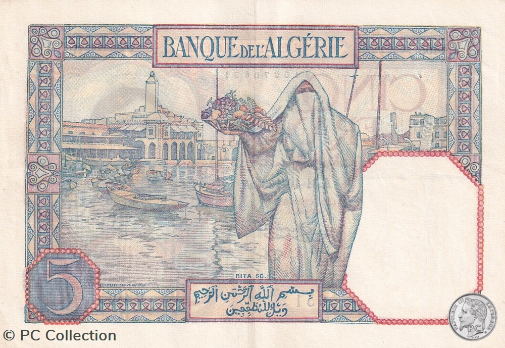 1933 Pick77a 5 Franc algérien Sup billets afrique 1933 pick77a 5 franc algerien sup