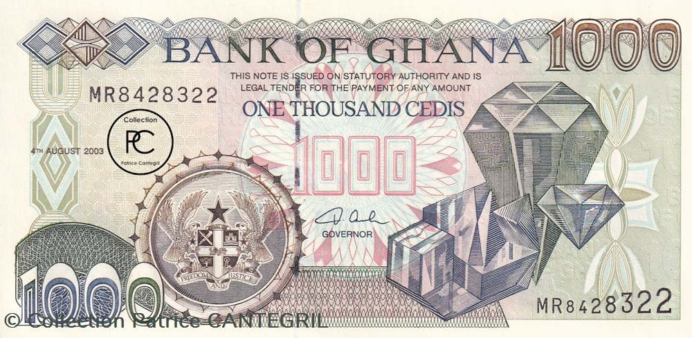 2003 Pick32i 1 000 GH₵ - Cedi ghanéen Unc billets afrique ghana 2003 pick32i 1 000 gh cedi ghaneen unc
