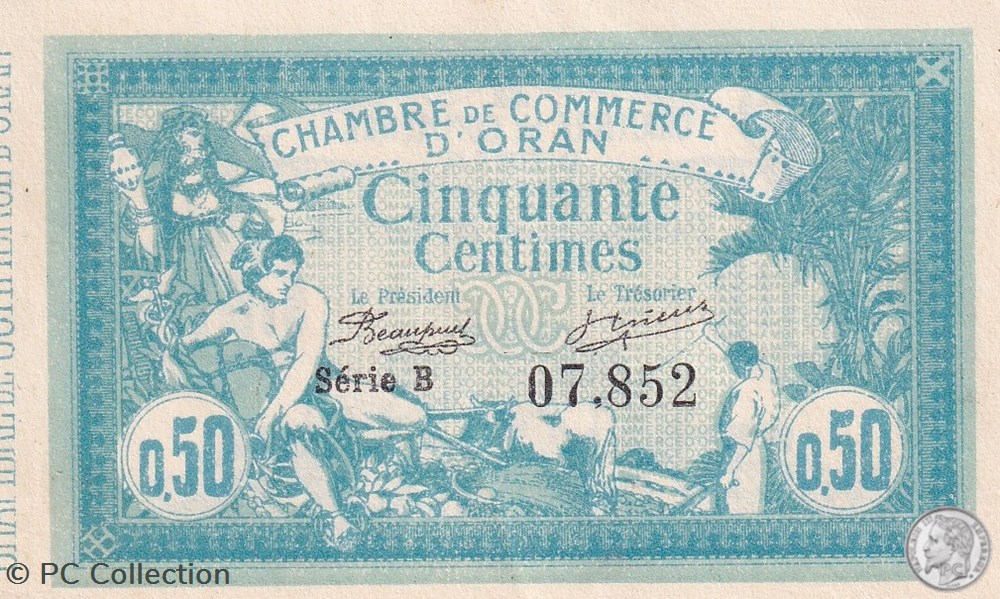 141-1-12/5/1915 Oran 50 Cts - Série B - Cdc billets afrique algerie 141 1 12 5 1915 oran 50 cts serie b cdc