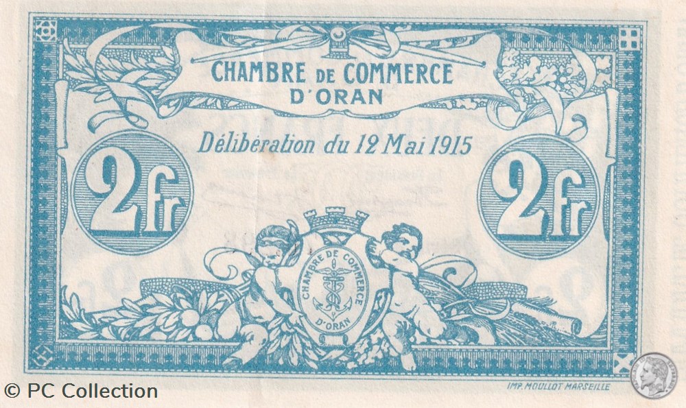 141.3-12/5/1915 Oran 2 Francs Série D Cdc billets afrique algerie 141 3 12 5 1915 oran 2 francs serie d cdc