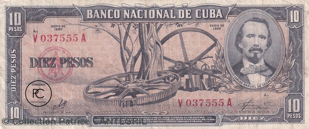 1960 Pick-88c 10 $MN - Peso cubain TTB billets amerique centrale et caraibes 1960 pick 88c 10 mn peso cubain ttb