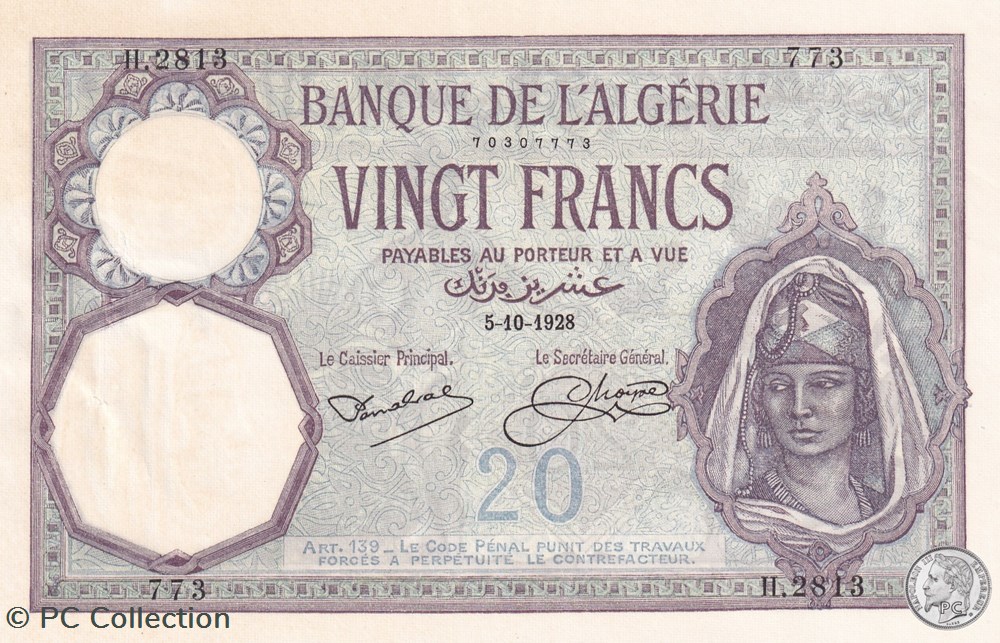 1928 Pick78b 20 Franc algérien 773 Spl billets afrique 1928 pick78b 20 franc algerien 773 spl