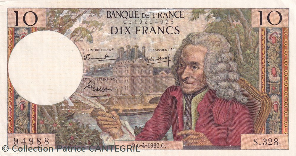 1967 Pick 147br 10 Francs Voltaire TB billets europe france 1967 pick 147br 10 francs voltaire tb