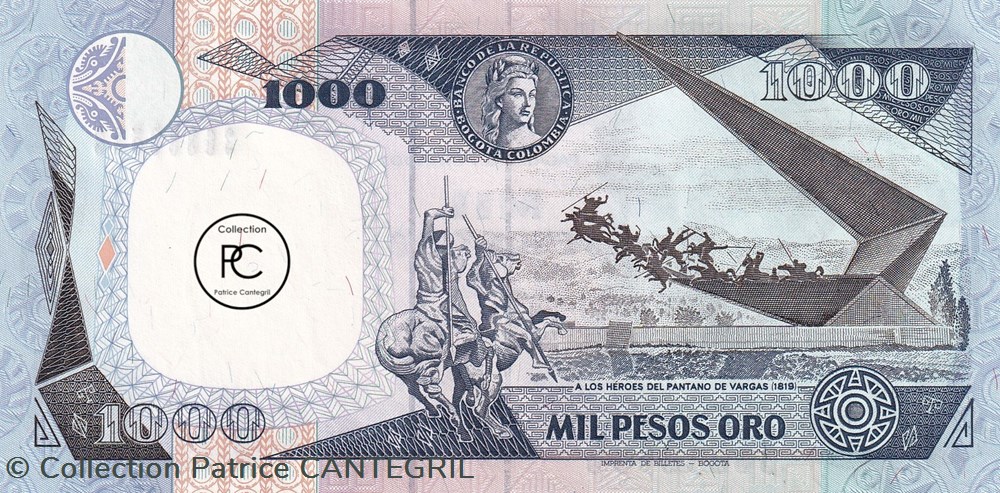 1990 Pick432a.2 1 000 Peso oro colombien Unc billets amerique du sud 1990 pick432a 2 1 000 peso oro colombien unc
