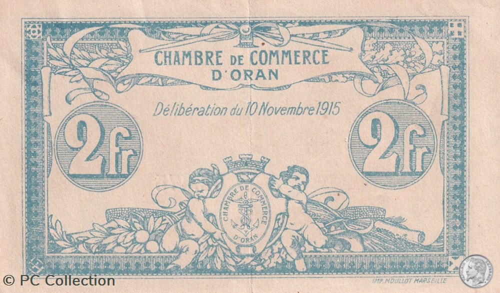 billets afrique algerie 141 14 10 11 1915 oran 2 francs serie iv cdc