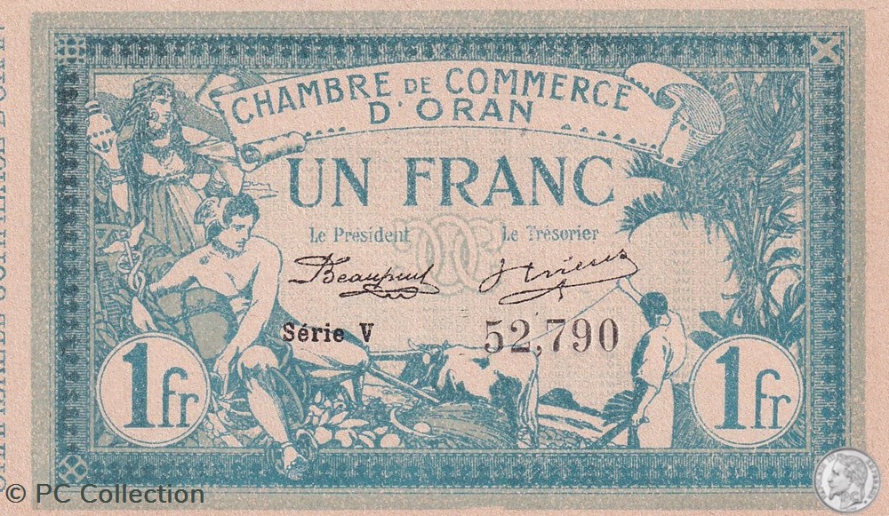 141-8-10/11/1915 Oran 1 Franc Série V Cdc billets afrique algerie 141 8 10 11 1915 oran 1 franc serie v cdc