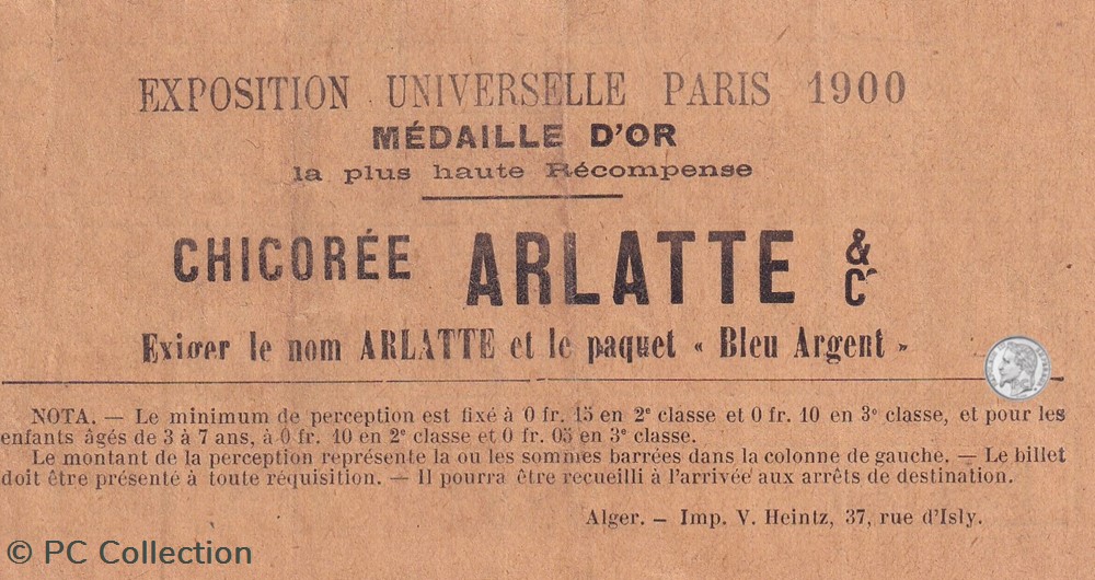 Ticket tramway d'Alger début XXe "Tramways / Chemins de Fer sur routes d'Algérie Arlatte documents anciens titres transport ticket tramway alger debut xxe tramways chemins de fer sur routes algerie arlatte