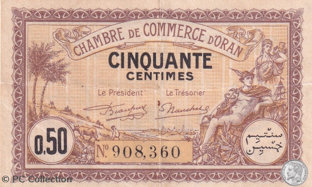 141-31- 18/1/1922 Oran 50 Cts Cdc billets afrique algerie 141 31 18 1 1922 oran 50 cts cdc