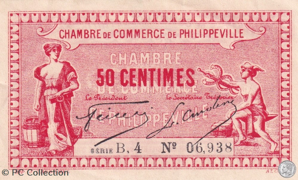 billets afrique algerie 142 8 29 12 1917 philippeville 50 centimes cdc serie b4