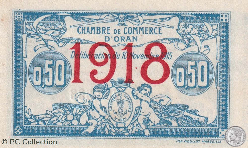 141-19 -10/11/1915 Oran 50 Cts - Série I - Cdc billets afrique algerie 141 19 10 11 1915 oran 50 cts serie i cdc