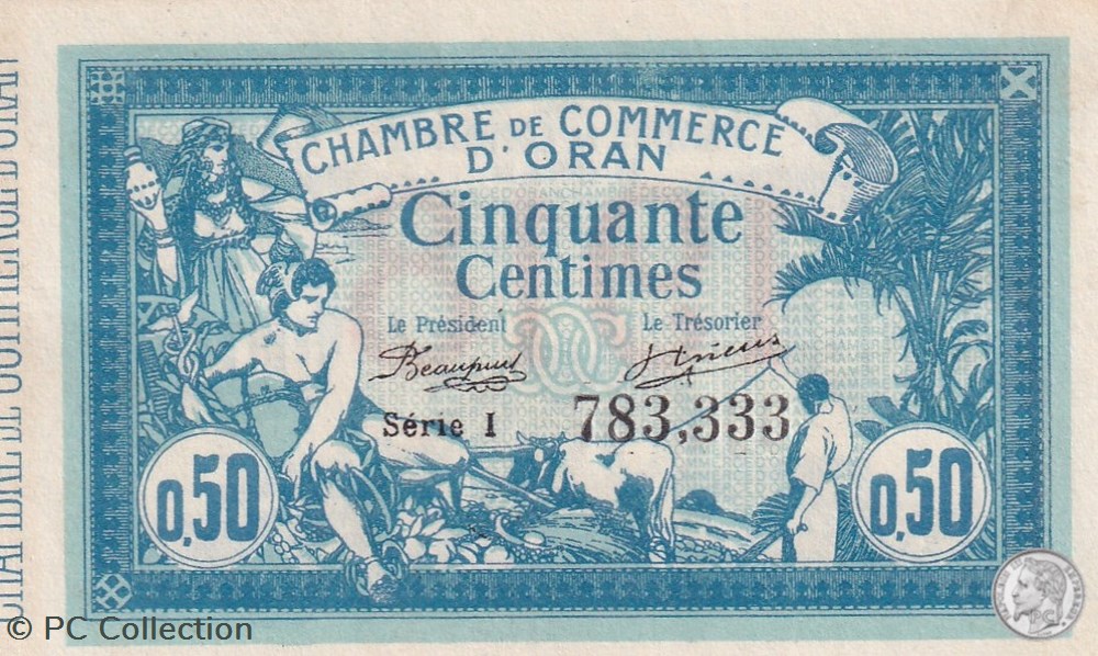 141-19 -10/11/1915 Oran 50 Cts - Série I - Cdc billets afrique algerie 141 19 10 11 1915 oran 50 cts serie i cdc