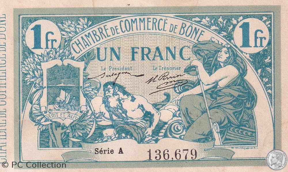 138-3- 18/5/1915 Bône 1 Franc Série A billets afrique algerie 138 3 18 5 1915 bone 1 franc serie a