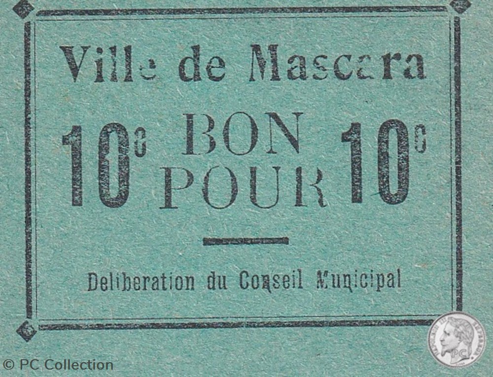 MASCARA 1916 JPCV.0 10 Cts (3) billets afrique algerie mascara 1916 jpcv 0 10 cts 3