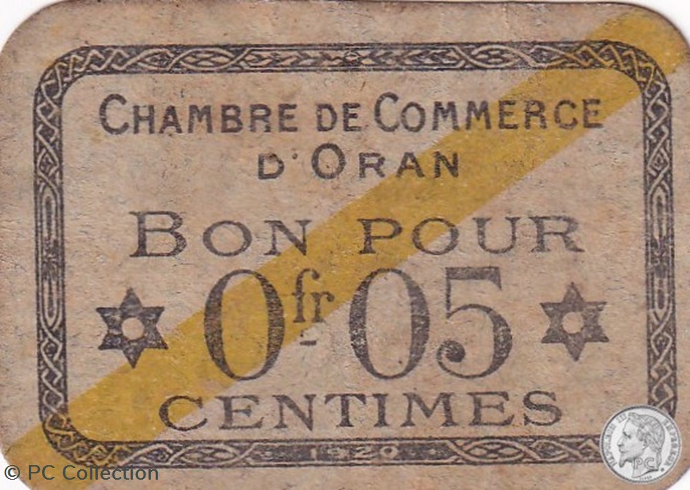 141-56-1920 Oran 5 Cts Cdc billets afrique algerie 141 56 1920 oran 5 cts cdc