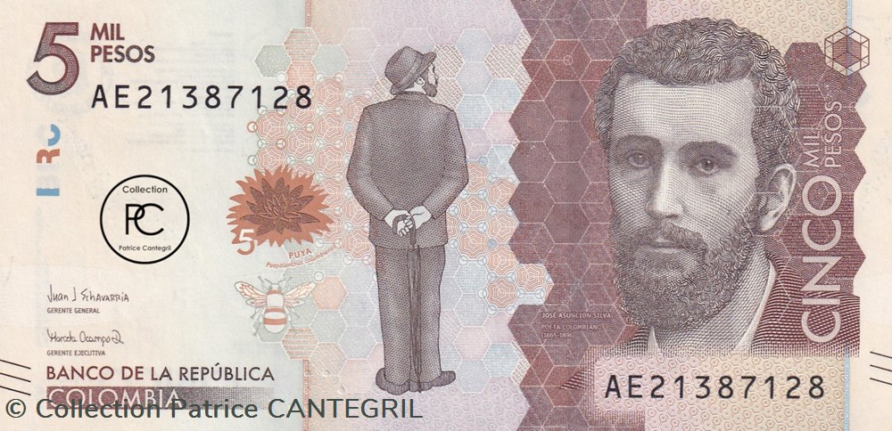 2017 Pick459c 5 000 $ - Peso colombien Unc billets amerique du sud 2017 pick459c 5 000 peso colombien unc