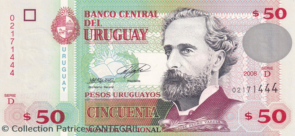50 Pesos Uruguayos Banco Central del Uruguay 2008 Unc Pick 87a billets amerique du sud 50 pesos uruguayos banco central del uruguay 2008 unc pick 87a