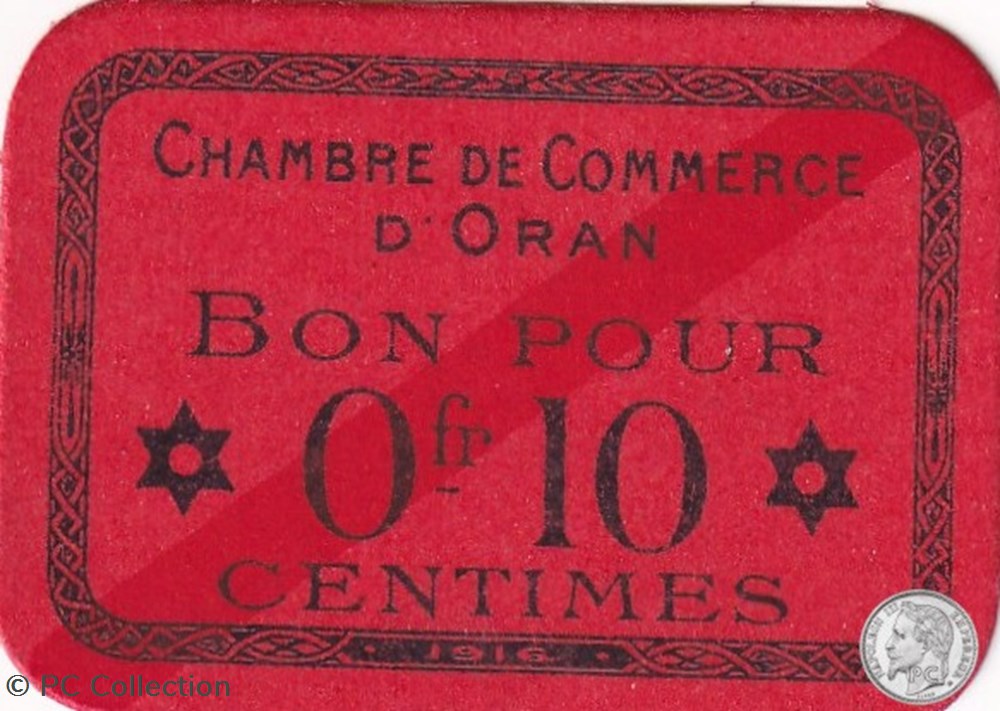141-51-1916 Oran 10 Cts Cdc billets afrique algerie 141 51 1916 oran 10 cts cdc