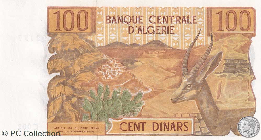 billets afrique 1970 pick128a 100 dinar algerien unc 18