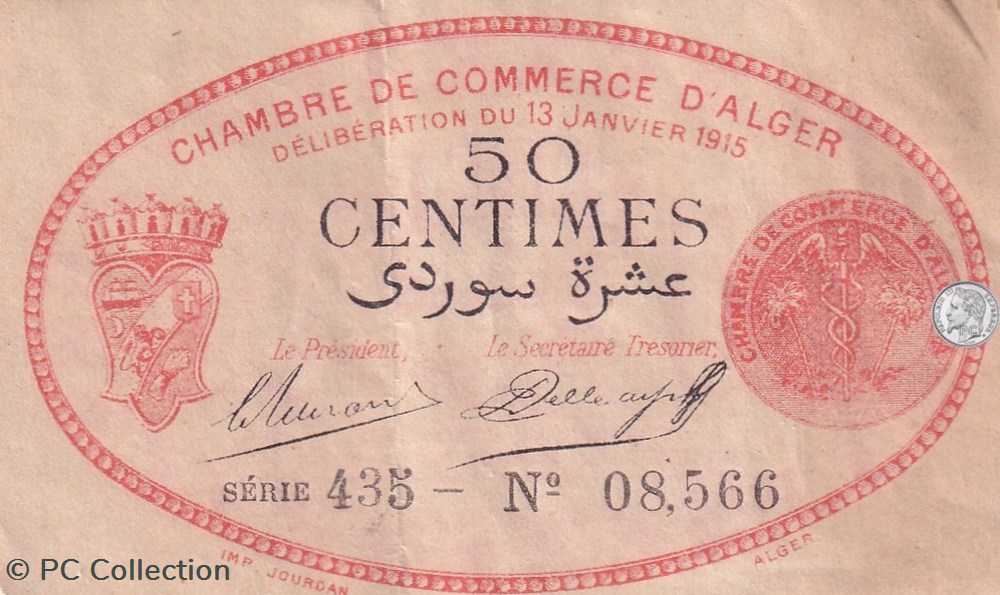 137-5-13/1/1915 Alger 50 cts Cdc. (13) billets afrique algerie 137 5 13 1 1915 alger 50 cts cdc 13