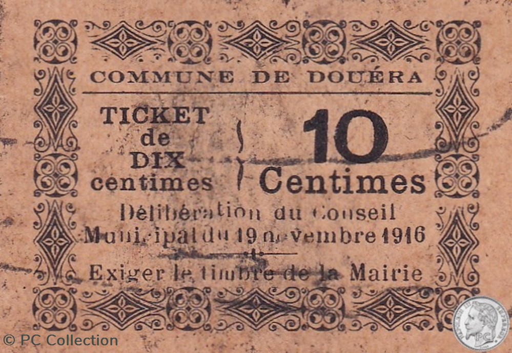 Douéra 2 - 10 centimes - 1916 billets afrique algerie douera 2 10 centimes 1916