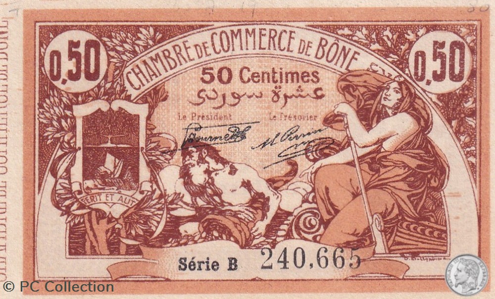 138-8- 30/7/1919 Bône 50 cts Cdc Séries B billets afrique algerie 138 8 30 7 1919 bone 50 cts cdc series b