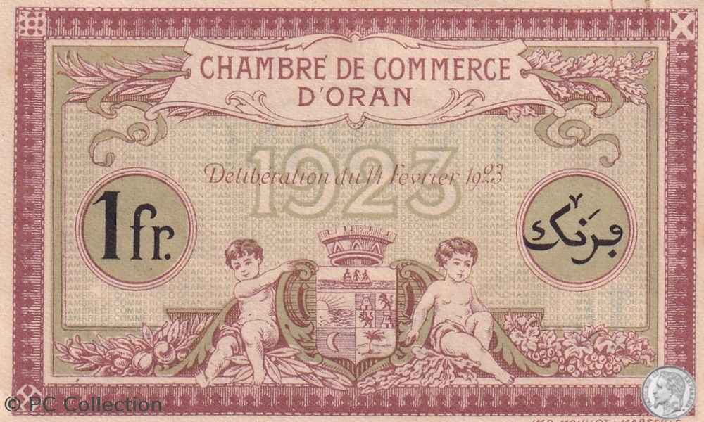 141-37- 14/2/1923 Oran 1 Franc Cdc billets afrique algerie 141 37 14 2 1923 oran 1 franc cdc