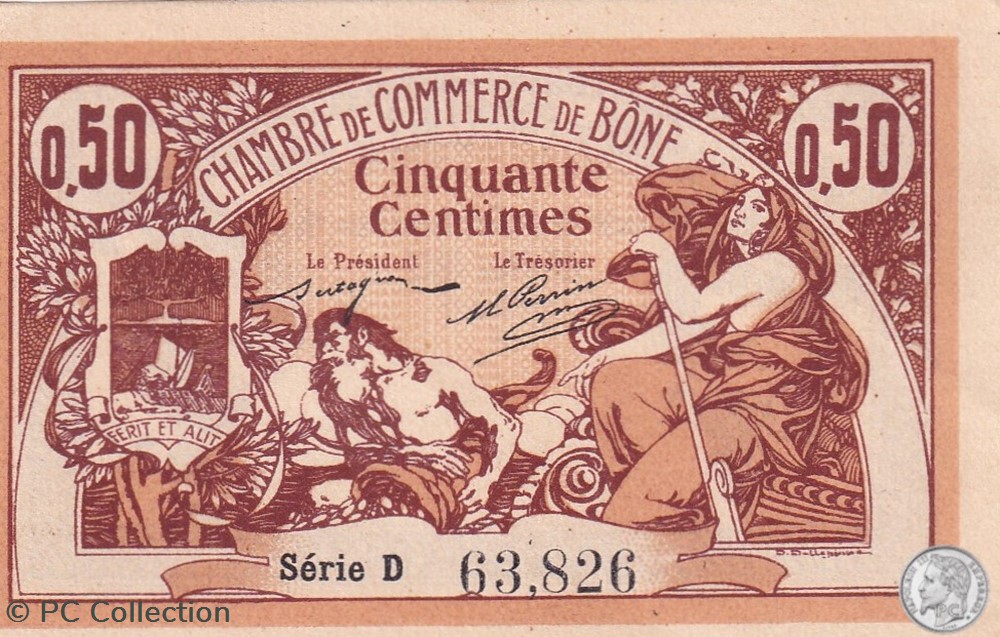 138-1- 18/5/1915 Bône 50 cts Cdc Séries D billets afrique algerie 138 1 18 5 1915 bone 50 cts cdc series d