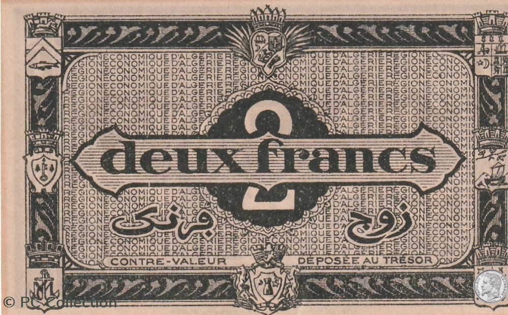 billets afrique 1944 pick99b d1 2 franc algerien sup