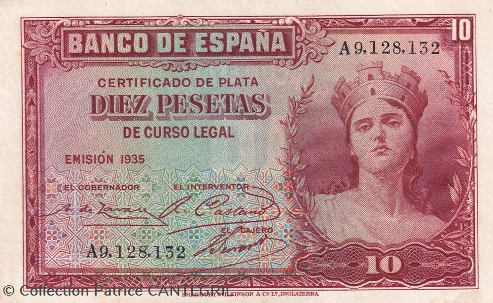 1935 Pick 86 10 Pesetas Banco de España Spl billets europe espagne 1935 pick 86 10 pesetas banco de espana spl