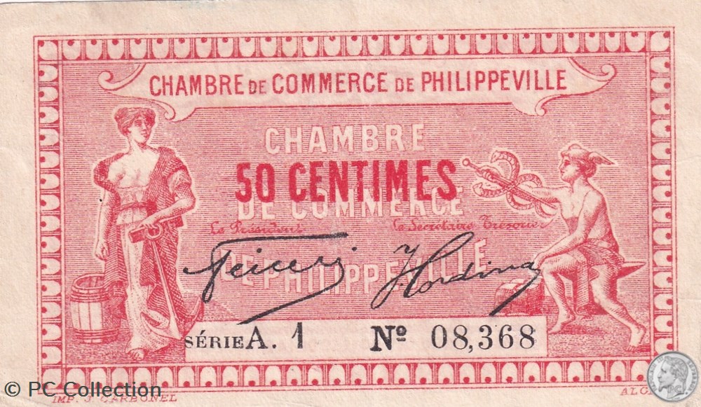 billets afrique algerie 142 10 24 1 1922 philippeville 50 centimes cdc serie a1