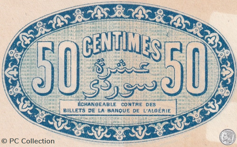billets afrique algerie 137 8 13 1 1915 alger 50 cts cdc 7
