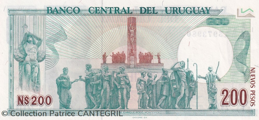 200 Nuevos Pesos Banco Central del Uruguay 1986 Unc Pick 66 billets amerique du sud 200 nuevos pesos banco central del uruguay 1986 unc pick 66