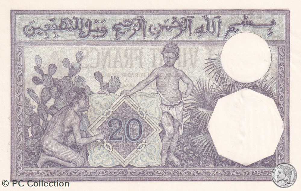 1928 Pick78b 619 20 Franc algérien Unc billets afrique 1928 pick78b 619 20 franc algerien unc