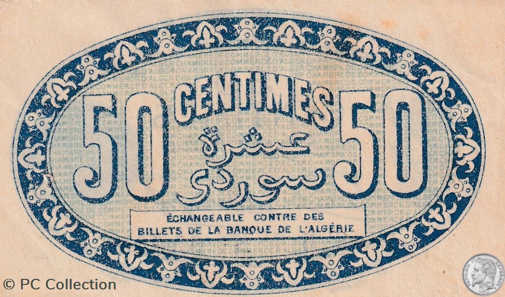 137-8-13/1/1915 Alger 50 cts Cdc. (2) billets afrique algerie 137 8 13 1 1915 alger 50 cts cdc 2