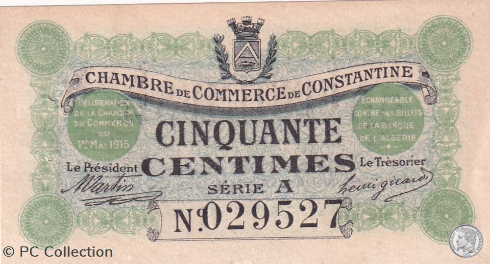 140-2- 1/5/1915 Constantine 1 Franc Cdc Séries A billets afrique algerie 140 2 1 5 1915 constantine 1 franc cdc series a
