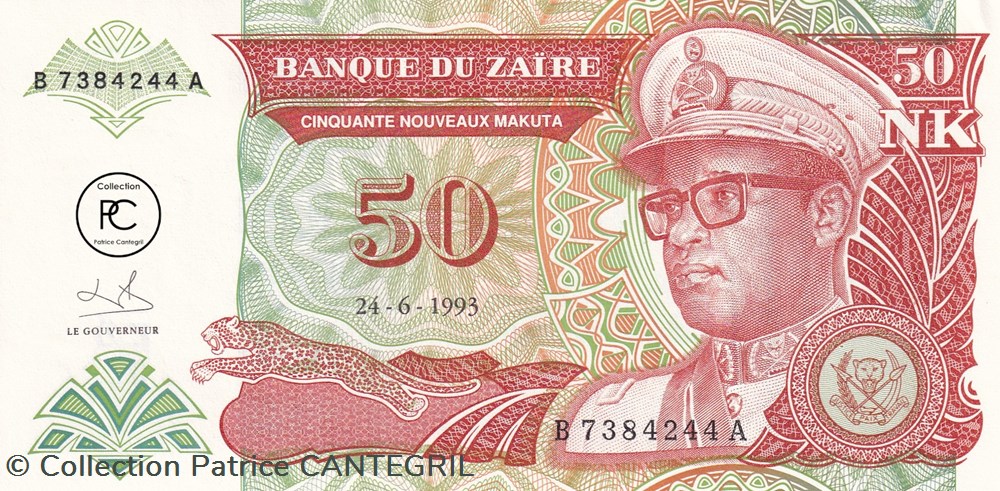 1993 Pick51 50 K - Makuta zaïrois Unc billets afrique zaire 1993 pick51 50 k makuta zairois unc