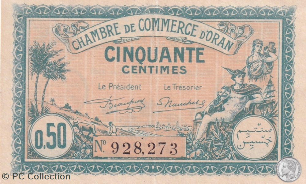 billets afrique algerie 141 25 25 03 1921 oran 50 cts cdc