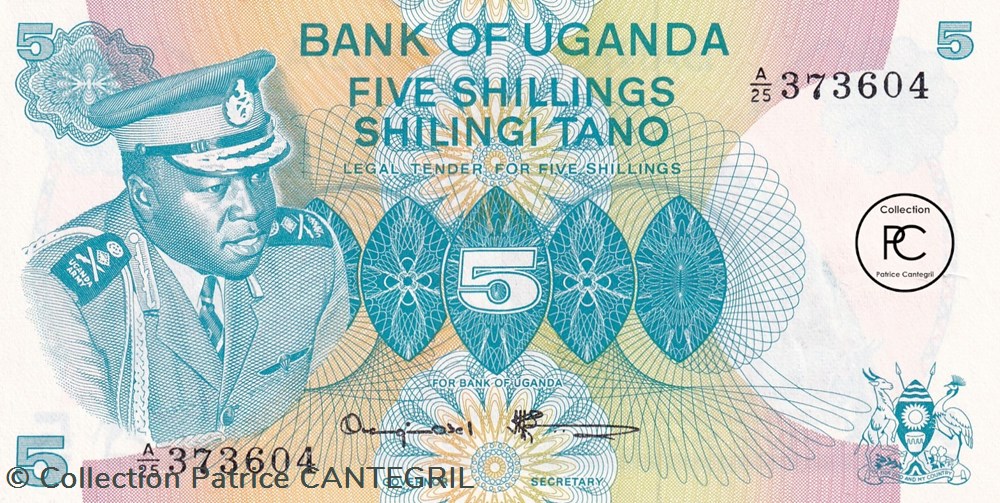 1977 Pick5Аa 5 Sh - Shilling ougandais Unc billets afrique 1977 pick5 a 5 sh shilling ougandais unc