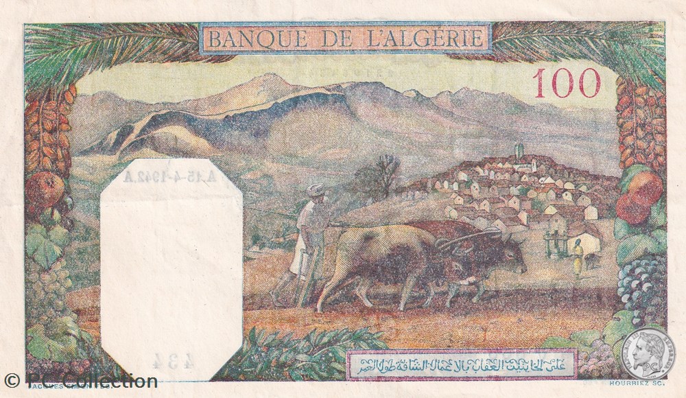 1942 Pick88 435 100 Franc algérien Sup+ billets afrique 1942 pick88 435 100 franc algerien sup
