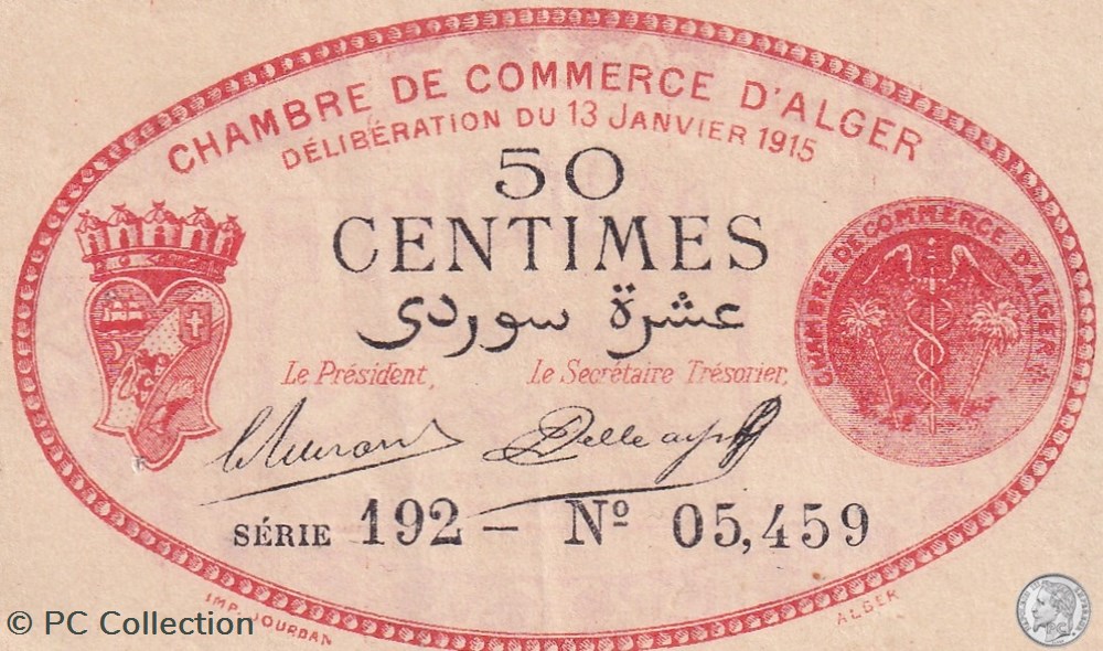 137-5-13/1/1915 Alger 50 cts Cdc. (6) billets afrique algerie 137 5 13 1 1915 alger 50 cts cdc 6