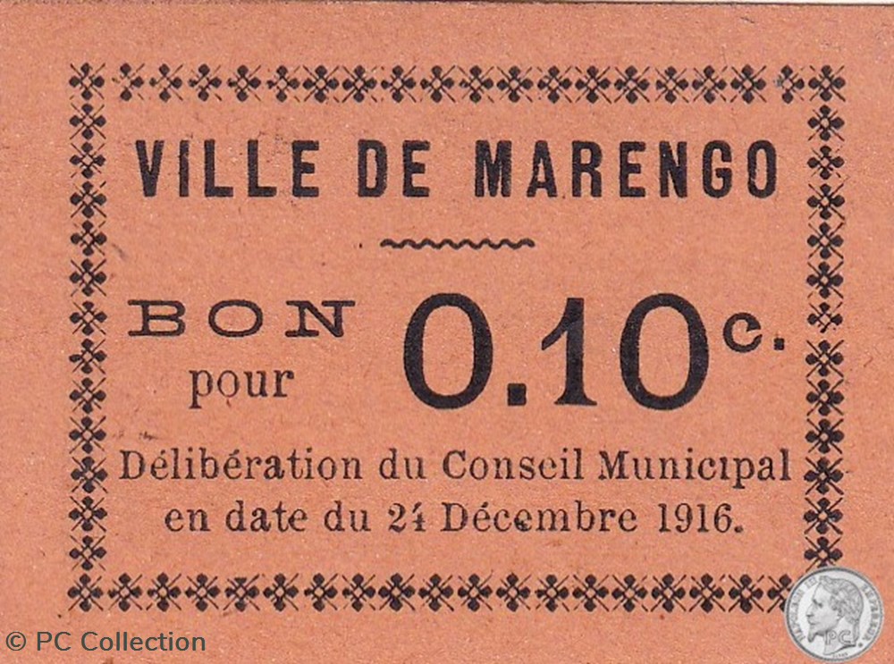 MARENGO 4a - 0,10 franc 1916 billets afrique algerie marengo 4a 0 10 franc 1916